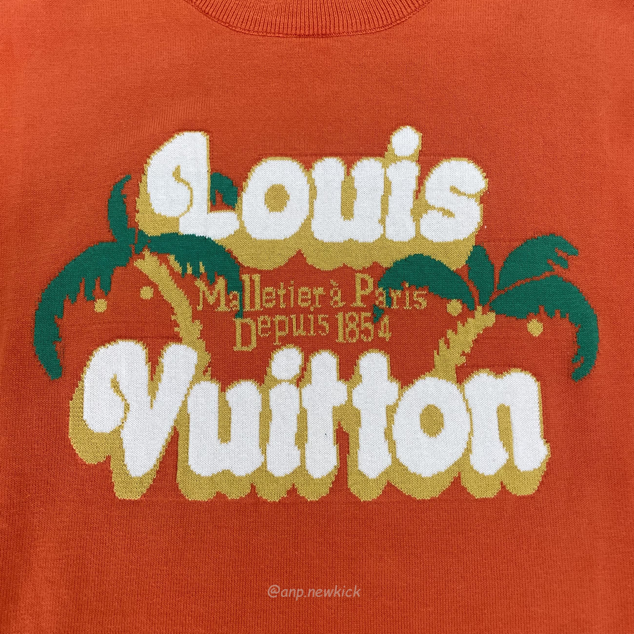 Louis Vuitton Short Sleeved Cotton Crewneck Orange Fw24 (7) - newkick.app